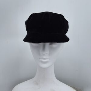 Burberry Black Velvet Newsboy Cap Medium